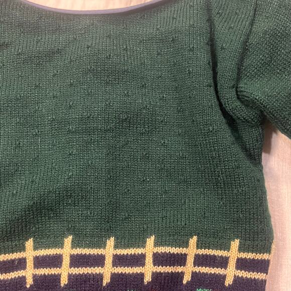 Vintage BT Kids 3T Birdhouse Sweater Collar Plaid Bow Cottagecore Vintage Cute - Picture 9 of 11